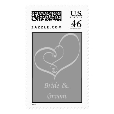 Grey Heart Wedding Postage Stamp
