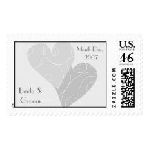 Grey Heart Wedding Postage Stamp