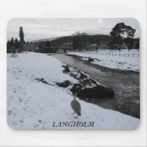 Grey Heron in Langholm in the snow mousemat mousepads