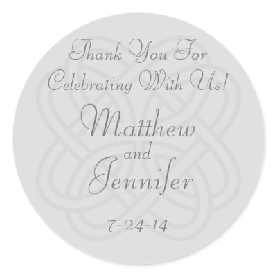Grey Irish Celtic Knot Custom Wedding Favor Labels Round Stickers