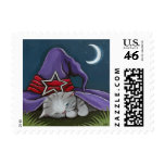 Grey Kitten Witches Hat - Halloween Postage Small
