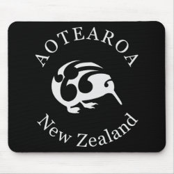 Grey Kiwi with Koru, Aotearoa, New Zealand Mousepads
