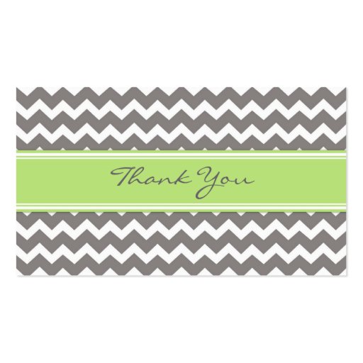 Grey Lime Chevron Wedding Favor Tags Business Card (back side)