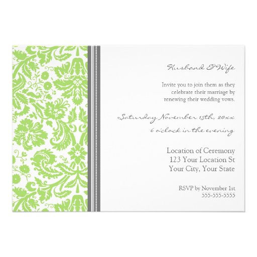 Grey Lime Photo Wedding Vow Renewal Invitation