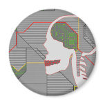 grey logicskull fridge magnet