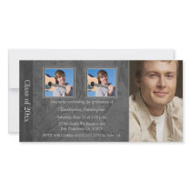 Grey marble swirl 3 photo graduation announcement custom photo card