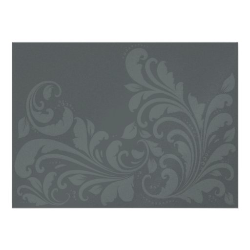 Grey Metalic Damask - blue Invitation