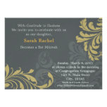 Grey Metalic Damask - Yellow Invitation