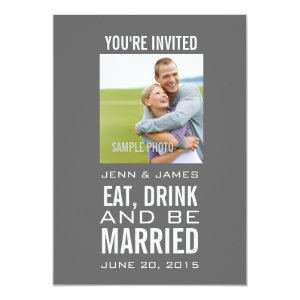 Grey Modern Photo Wedding Invitations