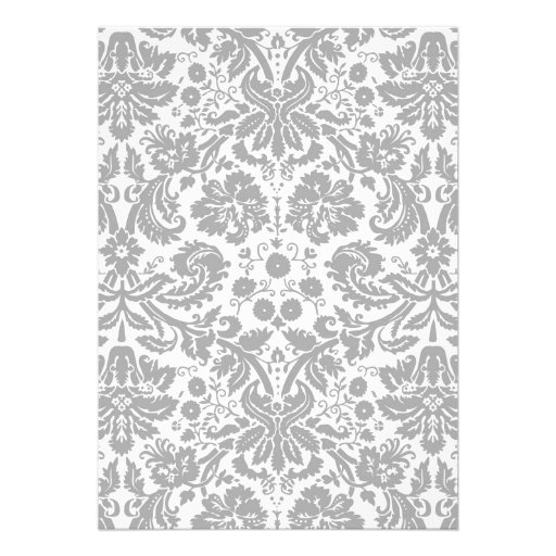 Grey Monogram Damask Wedding Invitations