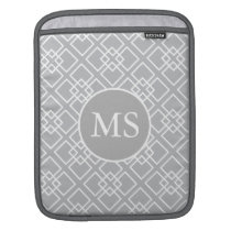 Grey Monogram Geometric Pattern iPad Sleeves