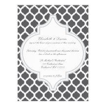 Grey Moroccan Pattern Wedding Invitations