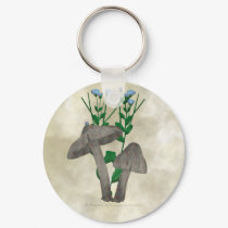 Grey Mushrooms with Flax Key Chain keychains