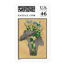 Grey Mushrooms with Flax Stamps