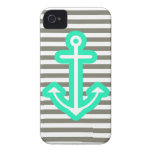 Grey Nautical Mint Anchor iPhone 4 Cover