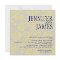Grey Navy Cream Damask Winter Wedding Invitation invitation