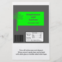 Grey/Neon Green Tree Wedding Large Candy Wrapper Personalized Flyer