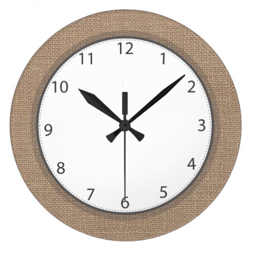 Grey Numbers Rustic Country Burlap Large Clock Grey Numbers Rustic Country Burlap Large Clock
