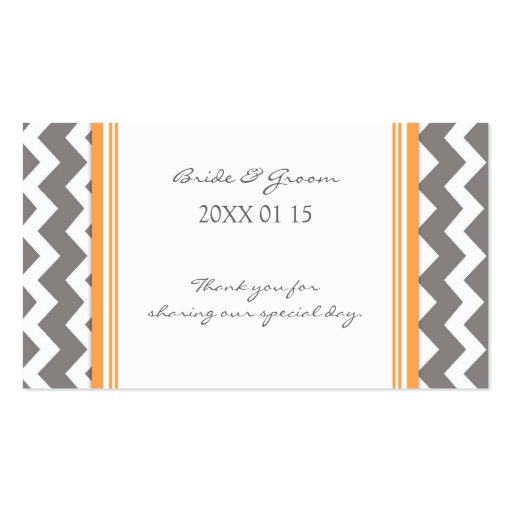 Grey Orange Chevron Wedding Favor Tags Business Card