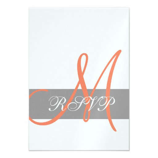 Grey Orange Wedding RSVP Card | Monogram Names