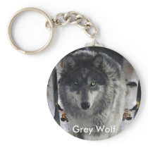 GREY PACK WOLF Wildlife Gift Collection Keychain