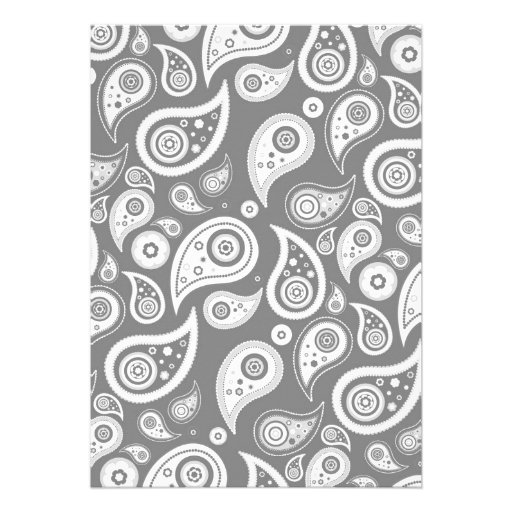 Grey Paisley Wedding Invitations