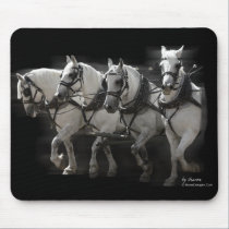 Grey Percheron Draft Horses - Four Abreast mousepads