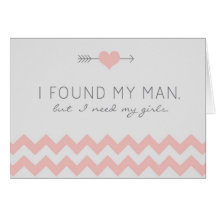 Grey & Pink Chevron Bridesmaid Request Card