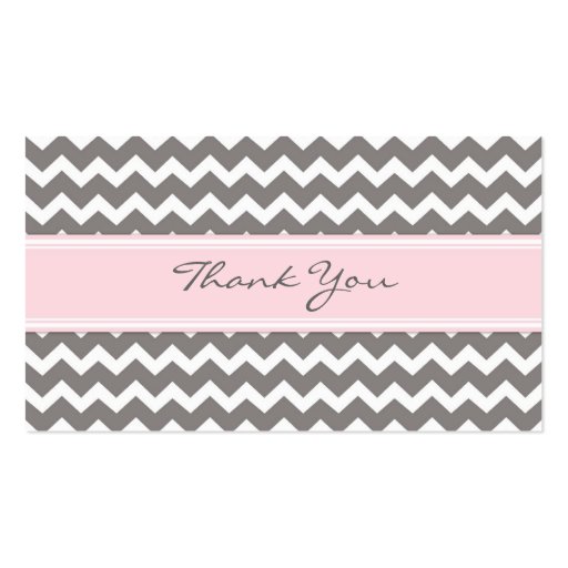 Grey Pink Chevron Wedding Favor Tags Business Card Template (back side)