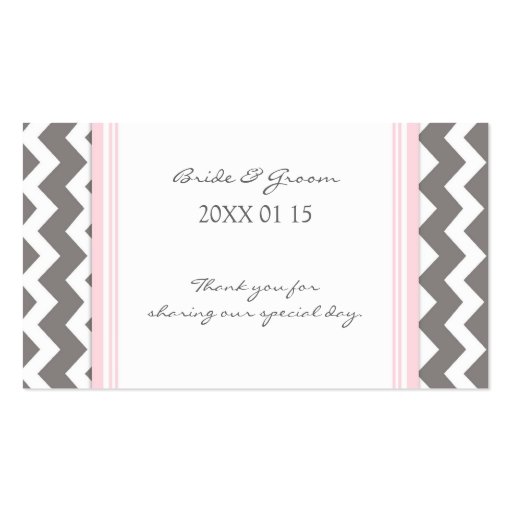 Grey Pink Chevron Wedding Favor Tags Business Card Template (front side)