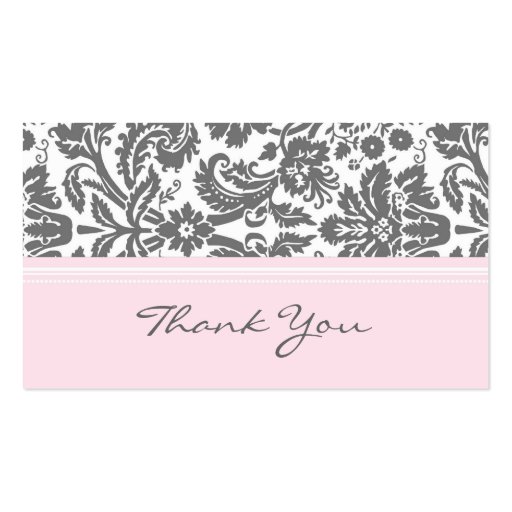Customizable Grey Pink  Damask Baby Shower Favor Tags Business Card Templates