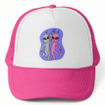 grey pink dancing aliens blue by Wendy C Allen Mesh Hats