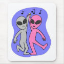 grey pink dancing aliens blue by Wendy C Allen mousepads