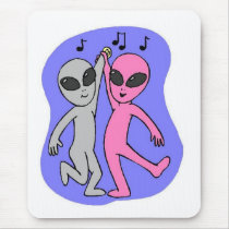 grey pink dancing aliens blue by Wendy C Allen mousepads by eelkat grey pink dancing aliens blue by Wendy C Allen mousepads