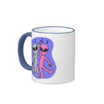 grey pink dancing aliens blue by Wendy C Allen mugs by eelkat grey pink dancing aliens blue by Wendy C Allen mugs