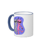 grey pink dancing aliens blue by Wendy C Allen Mug
