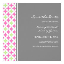 Grey Pink Lime Wedding Save the Date Card
