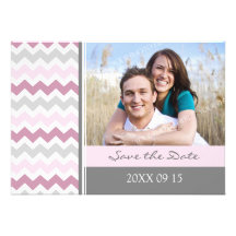 Grey Pink Photo Wedding Save the Date Card