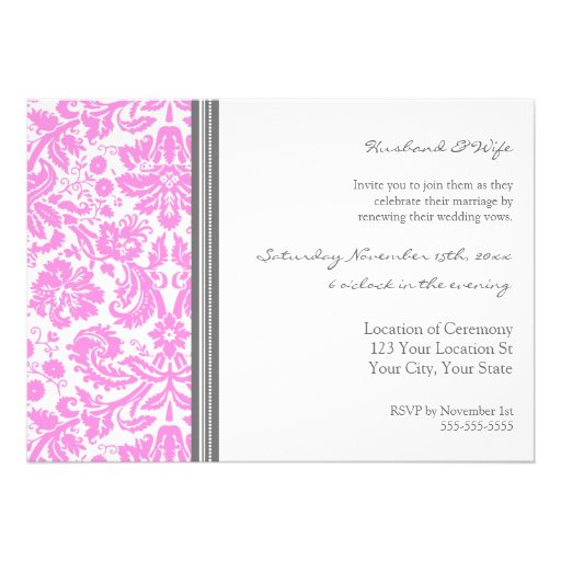 Grey Pink Photo Wedding Vow Renewal Invitation