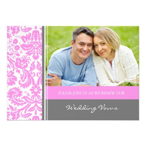 Grey Pink Photo Wedding Vow Renewal Invitation