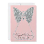 Grey/Pink Sweet  Sixteen Butterfly Fairy-Cust. Custom Invitation