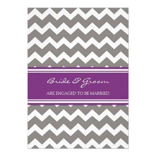 Grey Plum Chevron Engagement Party Invitations