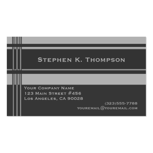 Grey Professional Stripes Block Business Card (front side)