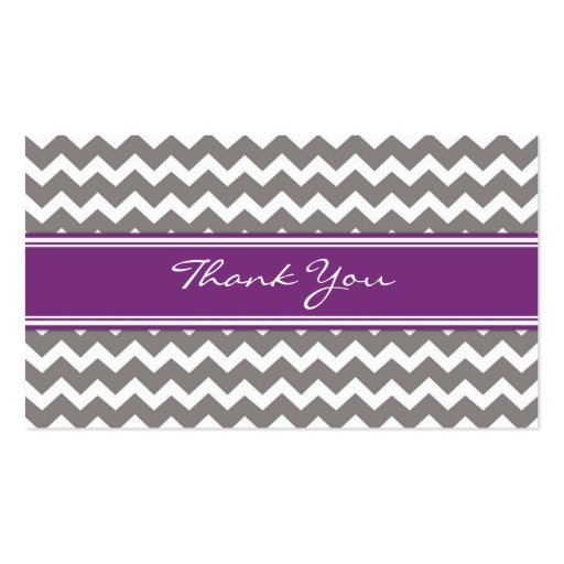 Grey Purple Chevron Wedding Favor Tags Business Card (back side)