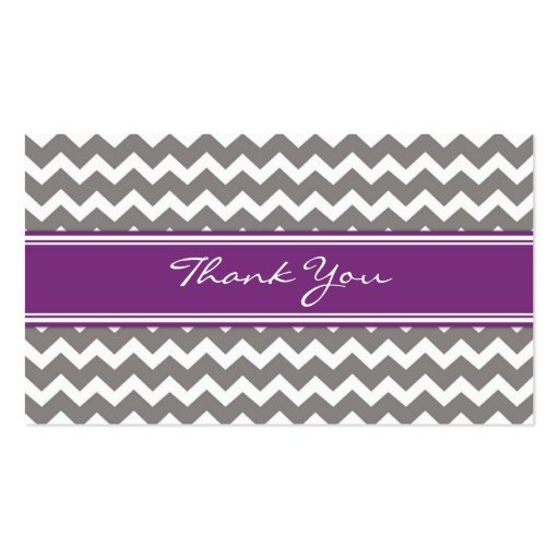 Grey Purple Chevron Wedding Favor Tags Business Card (back side)