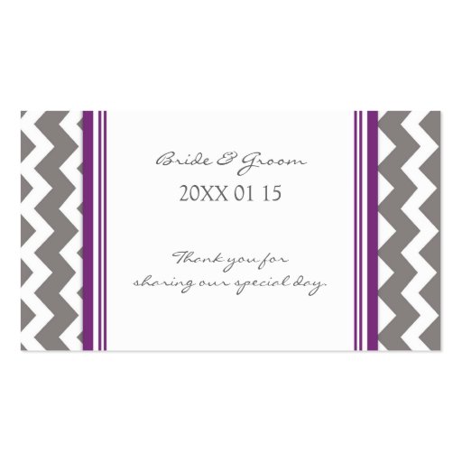 Grey Purple Chevron Wedding Favor Tags Business Card (front side)
