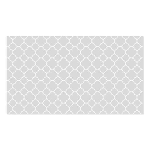 Grey Quatrefoil Pattern with Monogram Business Card Templates (back side)