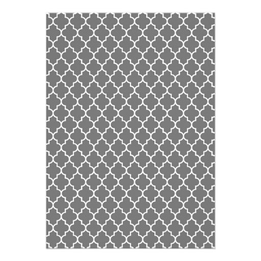 Grey Quatrefoil Wedding Invitations