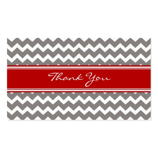 Grey Red Chevron Wedding Favor Tags Business Card Template (back side)