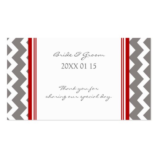 Grey Red Chevron Wedding Favor Tags Business Card Template (front side)